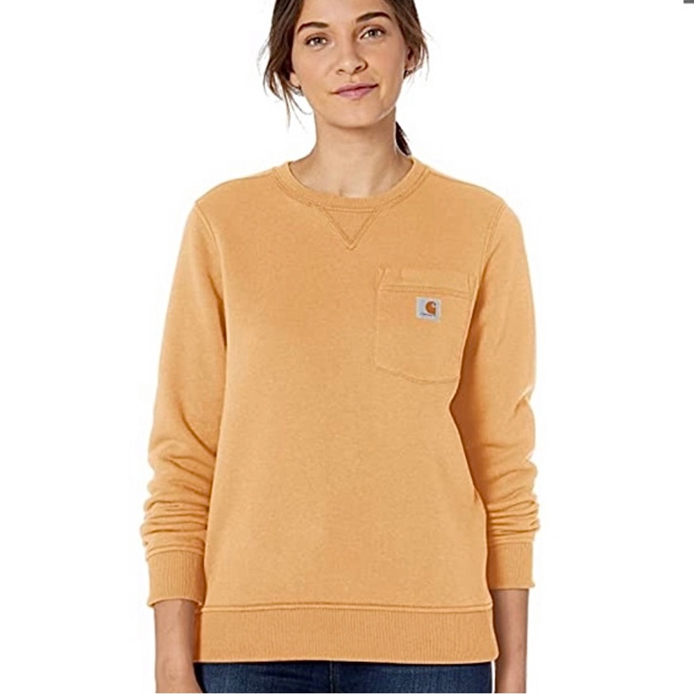 Carhartt Women’s Clarksburg Pocket Crewneck Sweatshirt - Small - Yellowstone